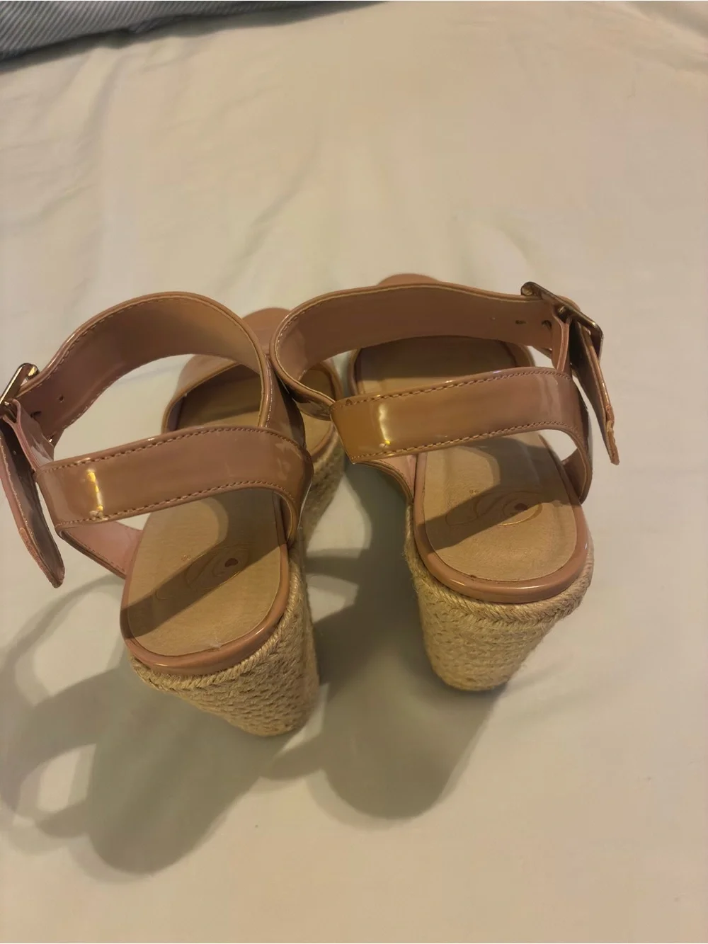 Womens Nude Platform Espadrille Wedge Sandals